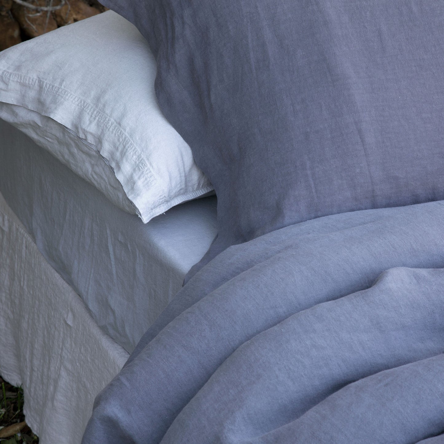 Draps housses teinture végétale toile de lin