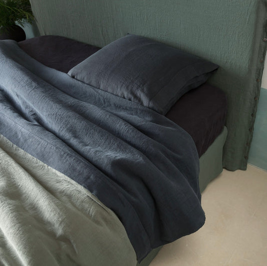 Draps housses grand bonnet lin lavé